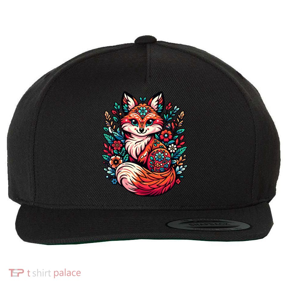 Cute Cottagecore Floral Fox Aesthetic Girl Wo Graphic Wool Snapback Cap