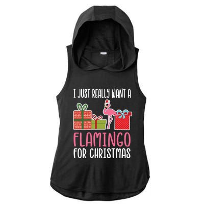 Cute Christmas Flamingo I Want A Flamingo Cool Gift Ladies PosiCharge Tri-Blend Wicking Draft Hoodie Tank