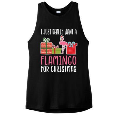 Cute Christmas Flamingo I Want A Flamingo Cool Gift Ladies PosiCharge Tri-Blend Wicking Tank