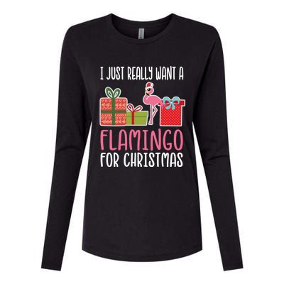 Cute Christmas Flamingo I Want A Flamingo Cool Gift Womens Cotton Relaxed Long Sleeve T-Shirt