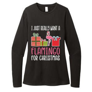 Cute Christmas Flamingo I Want A Flamingo Cool Gift Womens CVC Long Sleeve Shirt