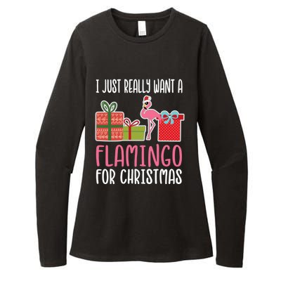 Cute Christmas Flamingo I Want A Flamingo Cool Gift Womens CVC Long Sleeve Shirt