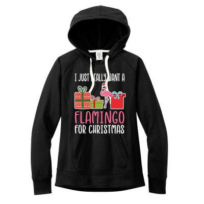 Cute Christmas Flamingo I Want A Flamingo Cool Gift Women's Fleece Hoodie