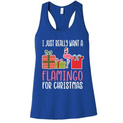 Cute Christmas Flamingo I Want A Flamingo Cool Gift Women's Racerback Tank