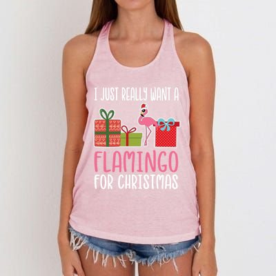 Cute Christmas Flamingo I Want A Flamingo Cool Gift Women's Knotted Racerback Tank