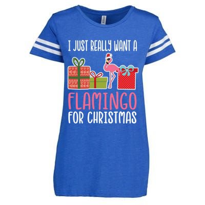 Cute Christmas Flamingo I Want A Flamingo Cool Gift Enza Ladies Jersey Football T-Shirt