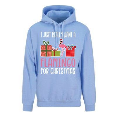 Cute Christmas Flamingo I Want A Flamingo Cool Gift Unisex Surf Hoodie