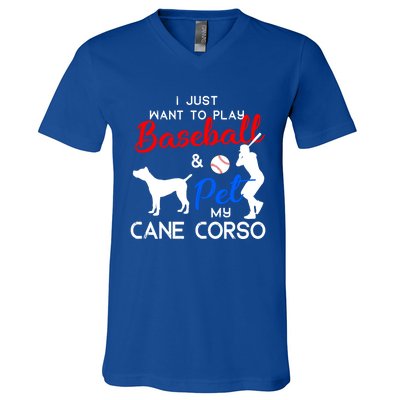 Cane Corso Funny Baseball Dog Owner Lover Xmas Gift V-Neck T-Shirt