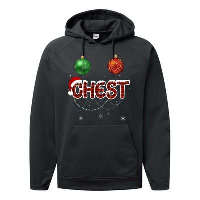 Couples Christmas Funny Christmas Gift For Couples Chest Nuts Girlfriend Wife Performance Fleece Hoodie