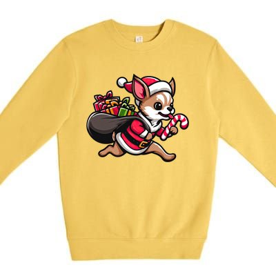 Chihuahua Christmas Funny Dog Santa Claus Gift Premium Crewneck Sweatshirt