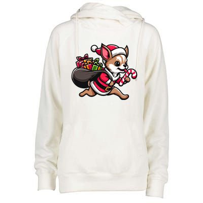 Chihuahua Christmas Funny Dog Santa Claus Gift Womens Funnel Neck Pullover Hood