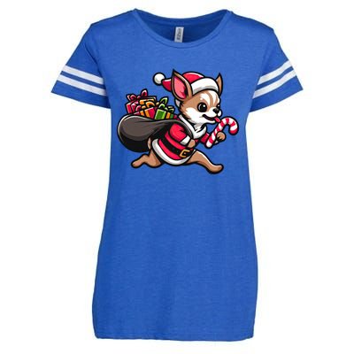 Chihuahua Christmas Funny Dog Santa Claus Gift Enza Ladies Jersey Football T-Shirt