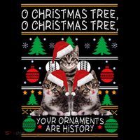 Cats Christmas Funny Ornaments Pajama Family Kids T-Shirt