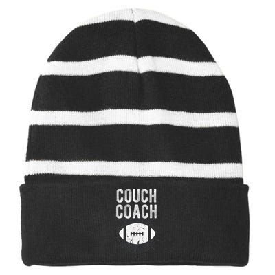 Couch Coach Football Striped Beanie with Solid Band