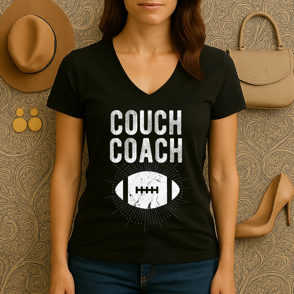 Couch Coach Football Women's V-Neck T-Shirt
