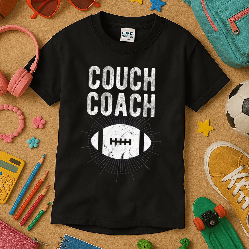 Couch Coach Football Kids T-Shirt