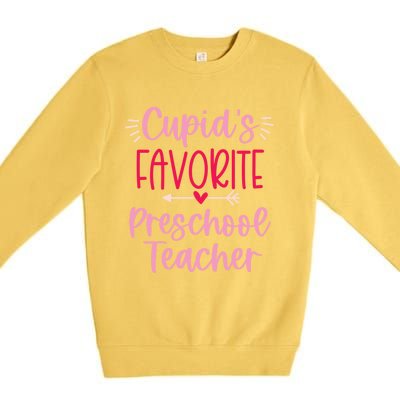 Cute Cupid's Favorite Preschool Teacher Valentine's Day Gift Premium Crewneck Sweatshirt