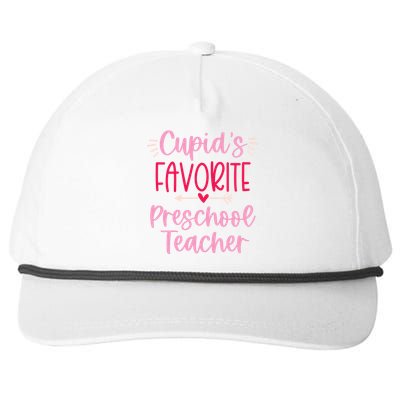 Cute Cupid's Favorite Preschool Teacher Valentine's Day Gift Snapback Five-Panel Rope Hat