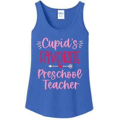 Cute Cupid's Favorite Preschool Teacher Valentine's Day Gift Ladies Essential Tank