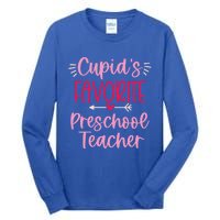 Cute Cupid's Favorite Preschool Teacher Valentine's Day Gift Tall Long Sleeve T-Shirt