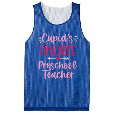 Cute Cupid's Favorite Preschool Teacher Valentine's Day Gift Mesh Reversible Basketball Jersey Tank