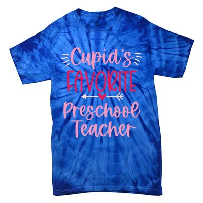 Cute Cupid's Favorite Preschool Teacher Valentine's Day Gift Tie-Dye T-Shirt