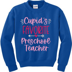 Cute Cupid's Favorite Preschool Teacher Valentine's Day Gift Kids Sweatshirt