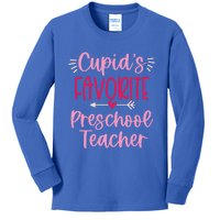 Cute Cupid's Favorite Preschool Teacher Valentine's Day Gift Kids Long Sleeve Shirt