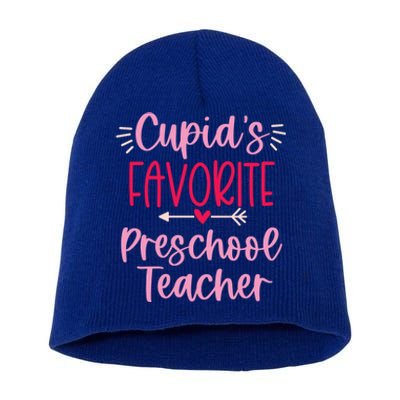 Cute Cupid's Favorite Preschool Teacher Valentine's Day Gift Short Acrylic Beanie