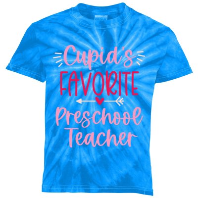 Cute Cupid's Favorite Preschool Teacher Valentine's Day Gift Kids Tie-Dye T-Shirt