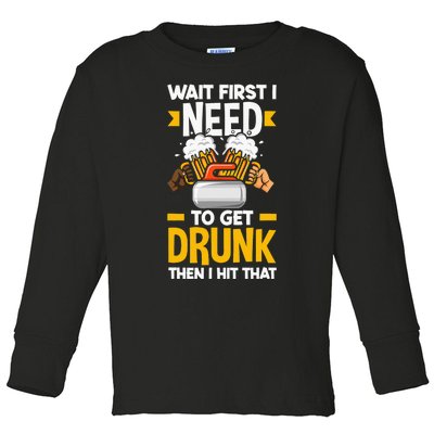 Curling Curler Funny Curl Need To Get Drunk Toddler Long Sleeve Shirt