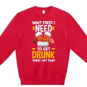 Curling Curler Funny Curl Need To Get Drunk Premium Crewneck Sweatshirt