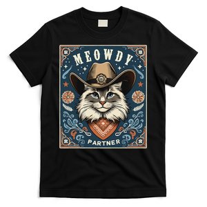 Cat Cowboy Funny Mashup Meowdy Partner Poster Western T-Shirt