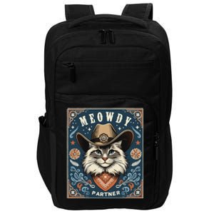 Cat Cowboy Funny Mashup Meowdy Partner Poster Western Impact Tech Backpack