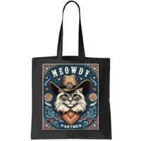 Cat Cowboy Funny Mashup Meowdy Partner Poster Western Tote Bag