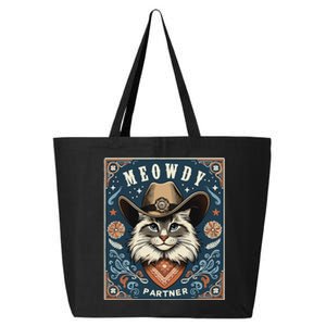 Cat Cowboy Funny Mashup Meowdy Partner Poster Western 25L Jumbo Tote