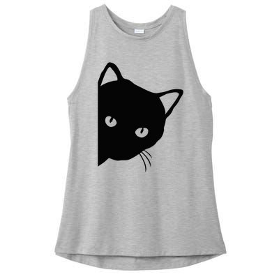 Cute Cat Face Ladies PosiCharge Tri-Blend Wicking Tank