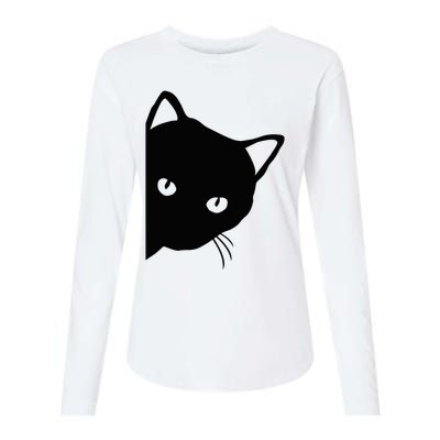 Cute Cat Face Womens Cotton Relaxed Long Sleeve T-Shirt