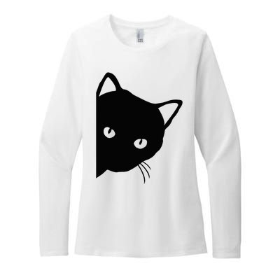 Cute Cat Face Womens CVC Long Sleeve Shirt