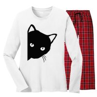 Cute Cat Face Women's Long Sleeve Flannel Pajama Set 