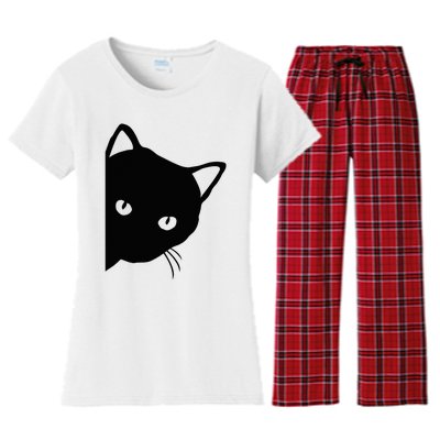 Cute Cat Face Women's Flannel Pajama Set