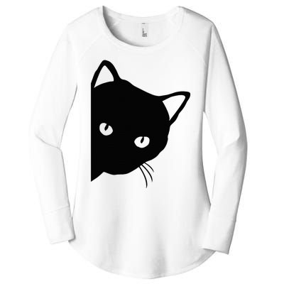 Cute Cat Face Women's Perfect Tri Tunic Long Sleeve Shirt