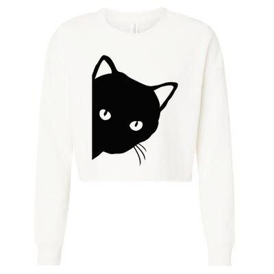 Cute Cat Face Cropped Pullover Crew