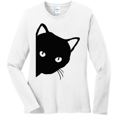 Cute Cat Face Ladies Long Sleeve Shirt