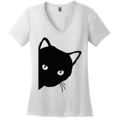 Cute Cat Face Women's V-Neck T-Shirt