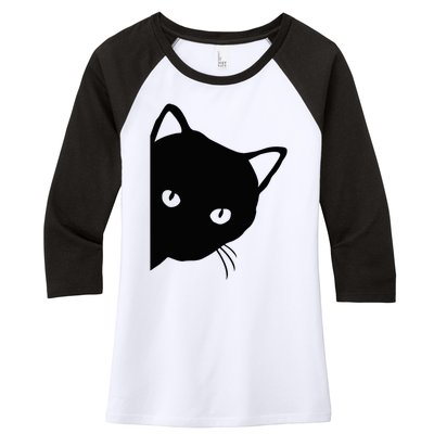 Cute Cat Face Women's Tri-Blend 3/4-Sleeve Raglan Shirt