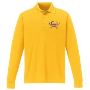 Cool Crab Flag Patriotic Crabbing Performance Long Sleeve Polo