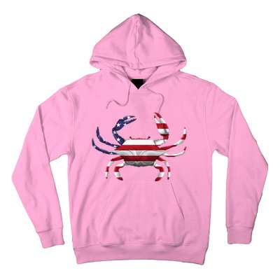 Cool Crab Flag Patriotic Crabbing Hoodie