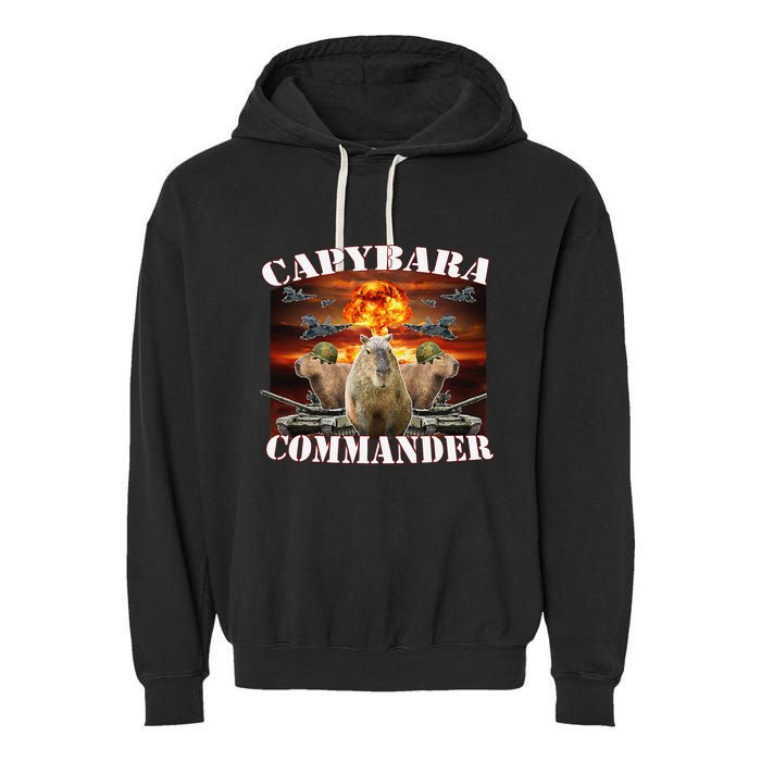 Capybara Commander Funny Capybara Warrior Garment-Dyed Fleece Hoodie