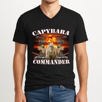 Capybara Commander Funny Capybara Warrior V-Neck T-Shirt